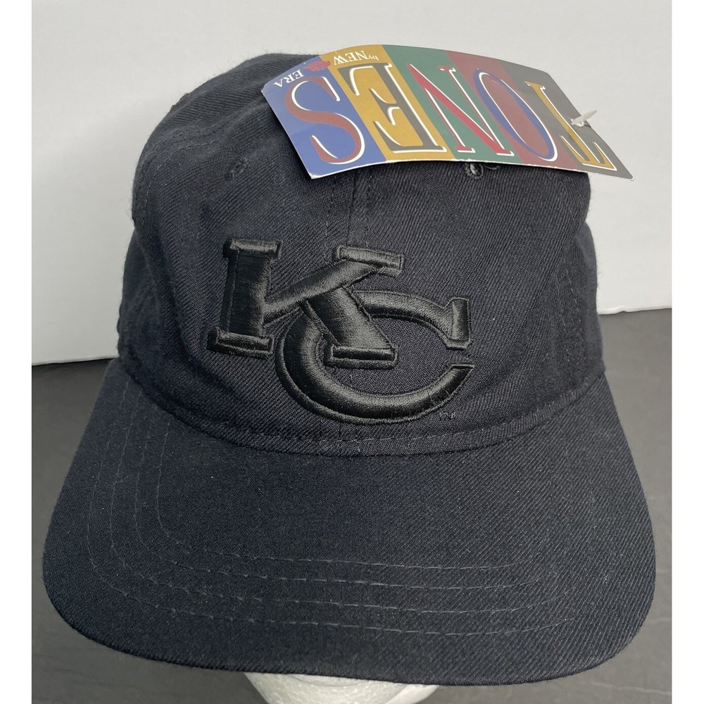 RARE Vtg TONES By New Era Kansas City Chiefs NFL‎ All Black Team Collection Hat